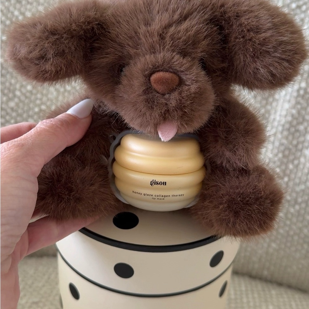 The Viral Brown Plush Honey Pup with Gisou Honey Jar